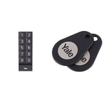 Yale Smart Keypad - 05/301000/BL – Black Digital Smart Lock Keypad One Touch Locking & P-YD-01-CON-RFIDT-BL Smart Door Lock Key Tags, Black, 2 Count (Pack of 1)