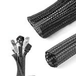 AiQInu 3M Gaine Cable Informatique, 13-22mm Extensible Manchon De Cache Cable, Peut Couper Gaine Cable Management Tressée, Protection du Cache CâBles pour Automobiles/TV/USB/Audio
