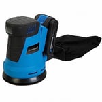 Silverline 953705 125mm-1 x 2.0Ah Li-Ion Battery 18V Random Orbit Sander 125mm, 240 V, Blue