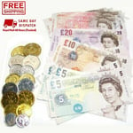 Kids Replica Pretend Toy Fake UK £ Money Cash Notes Coins Play Shops T09378 A