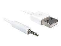 DeLOCK - Laddnings-/datakabel - USB (hane) till stereo mini-jack (hane) - 1 m - vit - för Apple iPod shuffle (1G, 2G)