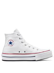 Converse Junior Girls Eva Lift Canvas Hi Top Trainers - White, White, Size 5 Older