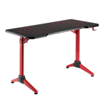 LogiLink Gaming Desk, 120x60 cm, glass surface w/RGB lighting, red des