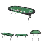The Living Store Hopfällbart pokerbord 9 spelare ovalt 3-sidigt grönt -  Poker- & spelbord