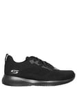 Skechers Wide Fit Bobs Squad Lace Up Monochromatic Engineered Knit With Memory Foam - Black, Black, Size 4, Women