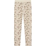 Hust & Claire leggings i ull/bambus m/blomster, Ecru