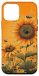 Coque pour iPhone 12 mini Fleur sauvage rétro tournesol abeille