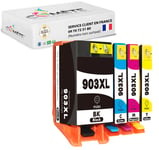 903XL - 4 Cartouches compatibles HP 903 ou 903XL - 1 Noir + 1 Cyan + 1 Magenta + 1 Jaune