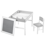Two-Piece Table and Chair Set Kids Desk and Chair Set with Storage Space - Grey