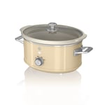 Swan Retro Cream 3.5 Litre Slow Cooker, 3 Temperature Settings, Keep Warm Function, Removable Ceramic Inner Pot, 32 Page Recipe Book, 200W, SF17021CN