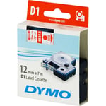 DYMO Dymo D1 Märktejp Standard 12mm, Rött På Transparent, 7m Rulle (4