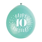 Unique Party 56044 - Ballons de Baudruche - 23 cm - Happy 10th Birthday - Assortiment de 10