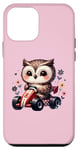 iPhone 12 mini Adorable Owl Riding Go-Kart Cute On Pink Case