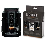 KRUPS ESSENTIAL NOIRE Machine à café à grain Machine à café broyeur grain Cafetière expresso 2 tasses Nettoyage automatique Buse vapeur Cappuccino YY8125FD & Kit entretien Full Auto Expresso Broyeur
