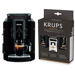 KRUPS ESSENTIAL NOIRE Machine à café à grain Machine à café broyeur grain Cafetière expresso 2 tasses Nettoyage automatique Buse vapeur Cappuccino YY8125FD & Kit entretien Full Auto Expresso Broyeur