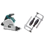 Makita DSP600ZJ (36V) Twin 18V Li-Ion LXT Brushless 165mm Plunge Cut Saw Supplied in A Makpac Case - Batteries and Charger Not Included & 194385-5 Clamp Set for SP6000 Plunge Saw (Pair), Silver