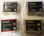 EPSON Original 4 Inks  Cartridges Seal T0801 T0802 T0803 T0804 (T0807) Black CLR