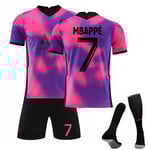 1st Kylian Mbappé Set Fotbollströja Set NO.7 Vuxna barn nyaste size 24