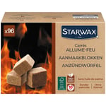 Starwax - Carrés allume-feu pour barbecue, poêle et cheminée x96