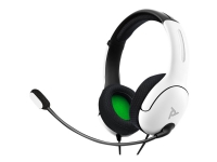 PDP Gaming LVL40 - For Xbox - headset - fullstorlek - kabelansluten - 3,5 mm kontakt - vit