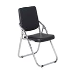 Z-Life Visitor Chair Conference Chairs Strong Steel Faux Leather Padded Seat Foldable Comfort Guest Chair With Stable Cantilever Frame Back Rest Olding Chair (Color : Black)
