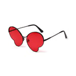 Butterfly Shape Sunglasses Metal Personality Concave Shape Transparent Color Lens Sun Glasses Eyewear (Color : Red)