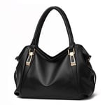 Damer Handväska Messenger Bag, Dam Stor Kapacitet Mjuk Konstläder Övre Handtag Axelväska Cross-body Väskor-Xin Black