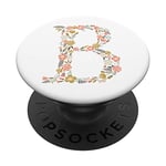 Cute Floral Initial Letter B Monogram on White PS20002 PopSockets PopGrip: Swappable Grip for Phones & Tablets