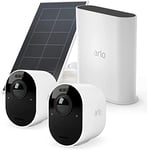 Arlo Ultra 2 Wireless Outdoor Home Security Camera, CCTV, 2 Camera System and FREE Arlo Solar Panel Charger bundle - White, With 90-day FREE trial Arlo Secure Plan