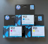Genuine HP Ink Multipack - HP 951 CYAN + MAGENTA + YELLOW (INC VAT) BOXED