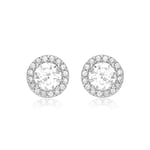Amazon Essentials 9ct White Gold Cubic Zirconia Halo Stud Earrings (previously Amazon Collection)