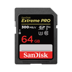 Secure Digital SDXC 64 GB SanDisk Extreme Pro, 300/260 MB/sek, Class 10, UHS-II U3, V90
