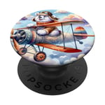 Ice Bear Pilot Piloting A Biplane Flying Clouds Thrill Cap PopSockets PopGrip Interchangeable