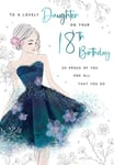 LOVELY DAUGHTER 18TH BIRTHDAY CARD, Age 18 Glam Girl Design, Foil Finish 9X6"