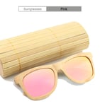 LIKCO 2020 New Sunglasses, Bamboo Wood Retro-Coated Bamboo Legs Polarized Bamboo Sunglasses Wooden Glasses Men And Women Big Frame,Pink Polarized
