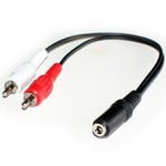 0.2m 2 RCA PHONO Male to 3.5mm Stereo Socket Adapter Amp Speaker Cable Lead TV