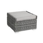 greemotion Pouf de jardin en résine tressée Bari – Pouf extérieur imperméable avec fonction table basse – table basse modulable gris anthracite – repose pied d’extérieur pour salon de jardin résine