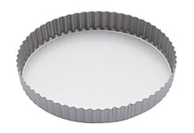 KitchenCraft Non Stick Flan Dish/Quiche Tin with Loose Base, Round, 25 cm, Silver