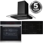 Black Pyrolytic 13 Function Single Fan Oven, 5 Zone Ceramic Hob & Curved Hood