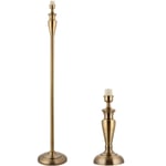 Standing Floor & MEDIUM Table Lamp Set Traditional Metal Antique Brass NO SHADES