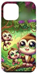 Coque pour iPhone 14 Plus Kawaii Monkey Family: Mother's Day Celebration