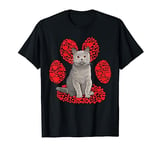 British Shorthair Valentines Day Cat Love Paw T-Shirt