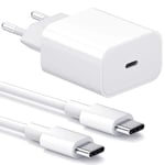 Extreme Hurtiglader til Samsung 20W USB-C Strømadapter + Kabel 1m, 3A - Hvit