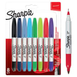 Sharpie Twin Tip Permanent Markers   Fine & Ultra-Fine Points   Assorted Colours