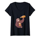 Womens Sloth throwing back the beers to no end V-Neck T-Shirt