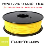 HIPS Fluo-Yellow Nipseyteko filament pour impression 3D, consommable d'imprimante en plastique, couleur unie, haute qualité, 1.75mm diamètre, poids bobine 1kg