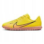 Nike Jr. Mercurial Vapor 15 Club TF Little/Big Kids' Turf Soccer Shoes, Yellow Strike/Sunset Glow, 38.5 EU
