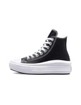 CONVERSE Women's Chuck Taylor All Star Move Platform FOUNDATIONAL Leather Sneaker, 7.5 UK Black/White/White