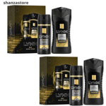 Lynx Gold Duo Mens Gents Shower Gel & Deodorant Body Spray Set 2 Pack