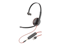 Poly Blackwire 3215 - Blackwire 3200 Series - headset - på örat - kabelansluten - aktiv brusradering - 3,5 mm kontakt, USB-A - svart - Skype-certifierat, Avaya-certifierad, Cisco Jabber-certifierad